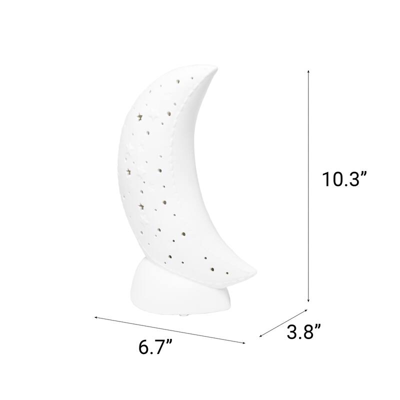 Crescent Moon Ceramic Table Lamp - 10" - White