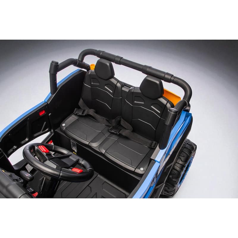 24V 4WD 2-Seater Kids Ride On UTV with Remote Control, Bluetooth Music, Dual Doors, LED Headlights,Suspension & Battery Display