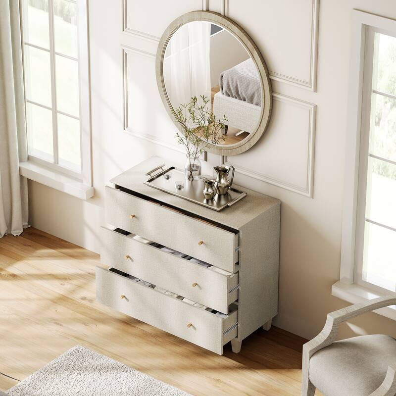 WAMPAT Dresser with 3 Drawers, 35.4" Wide Chest of Drawer for Bedroom