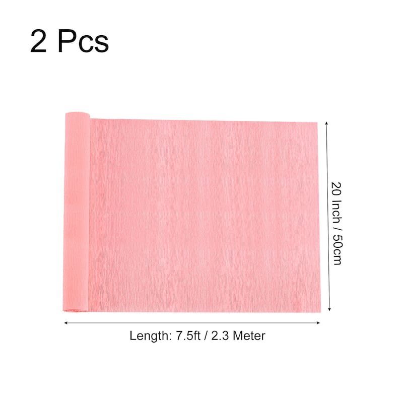 2pcs Crepe Paper Rolls DIY Decoration 7.5ft Long 20 Inch Wide - Mild Pink