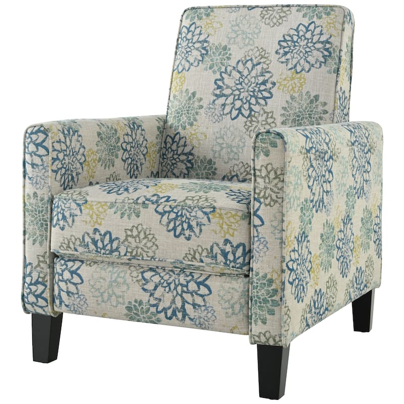 Recliner Chair with Adjustable Push-Back Mechanism, Armchair with Wood Legs, Deep Seating Lounge Chaise Chair