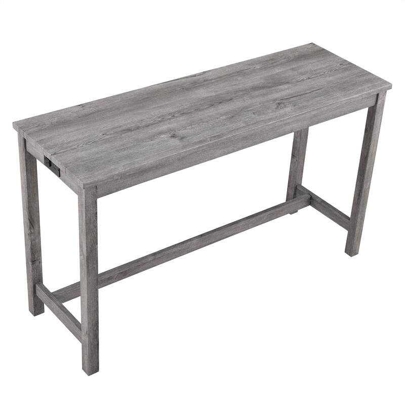 Bar Table Set with 3 Stools and Power Outlet