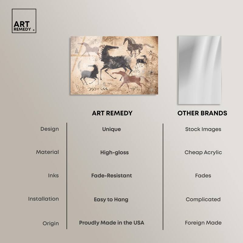 Cave Drawing Horses Acrylic by Art Remedy, Ready to Hang