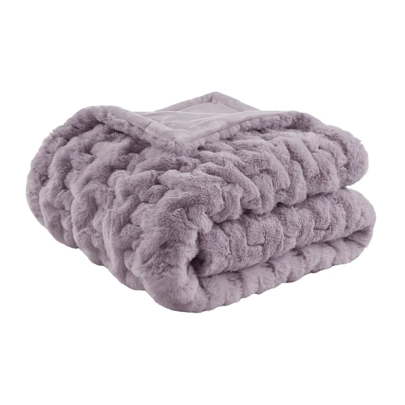 Madison Park Ruched Fur Throw