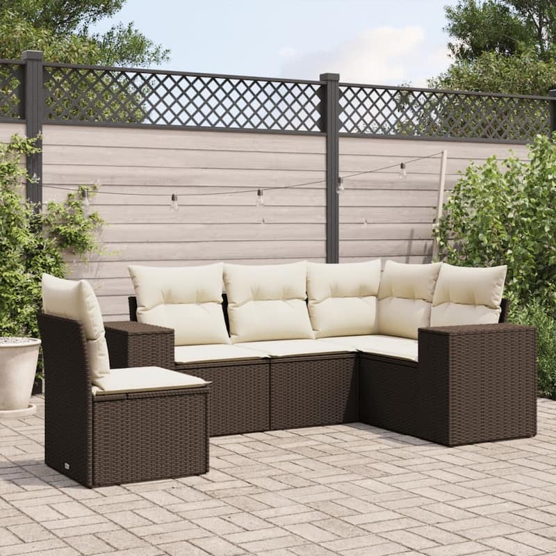 vidaXL Garden Sofa Set - Brown and cream Without table