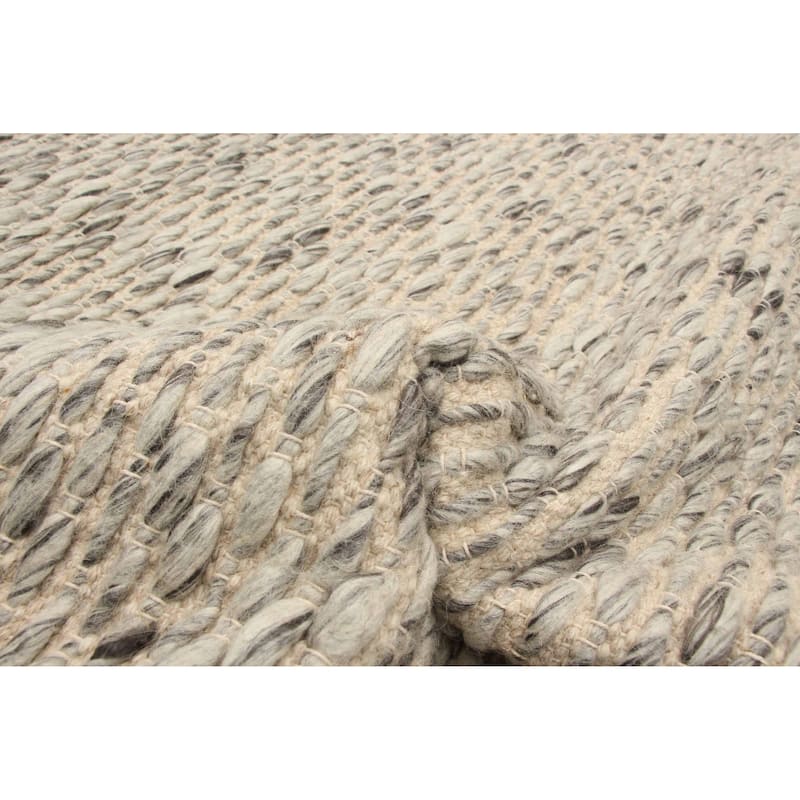 ECARPETGALLERY Braid weave Sienna Khaki Wool Rug - 5'4 x 7'7