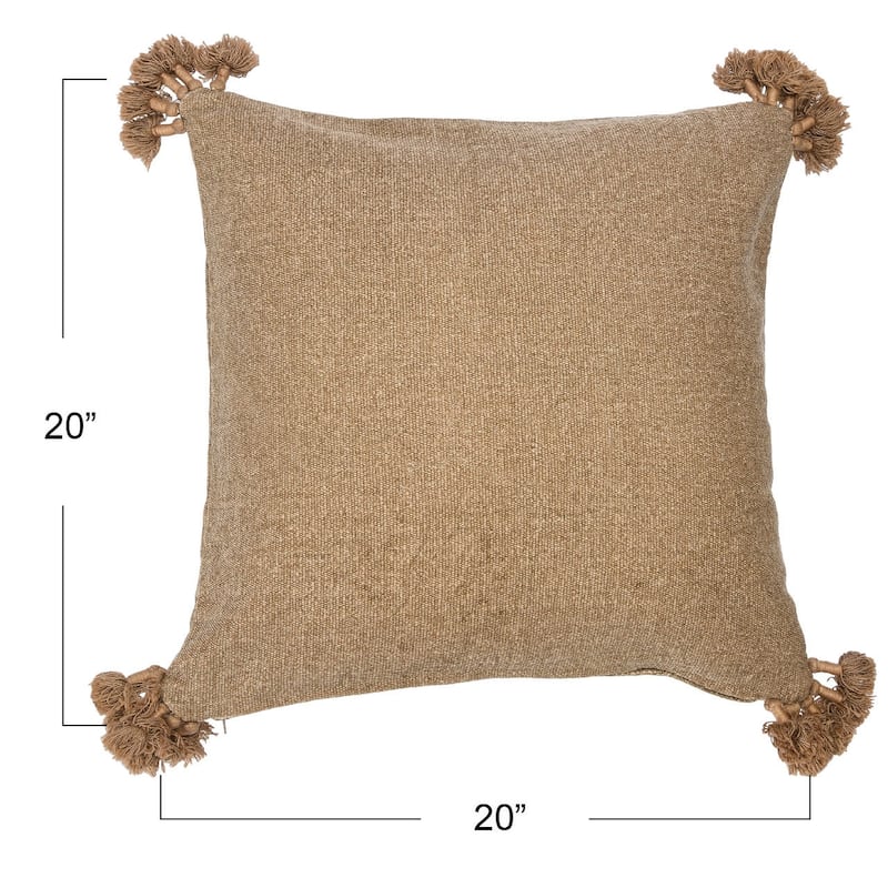 Square Canvas Pillow Cover with Tassels