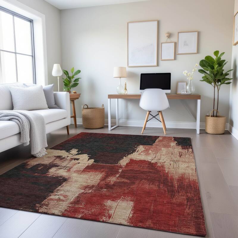 Premium Washable Super Soft Abstract Chic Mayfield Rug - Brick - 8' x 10'