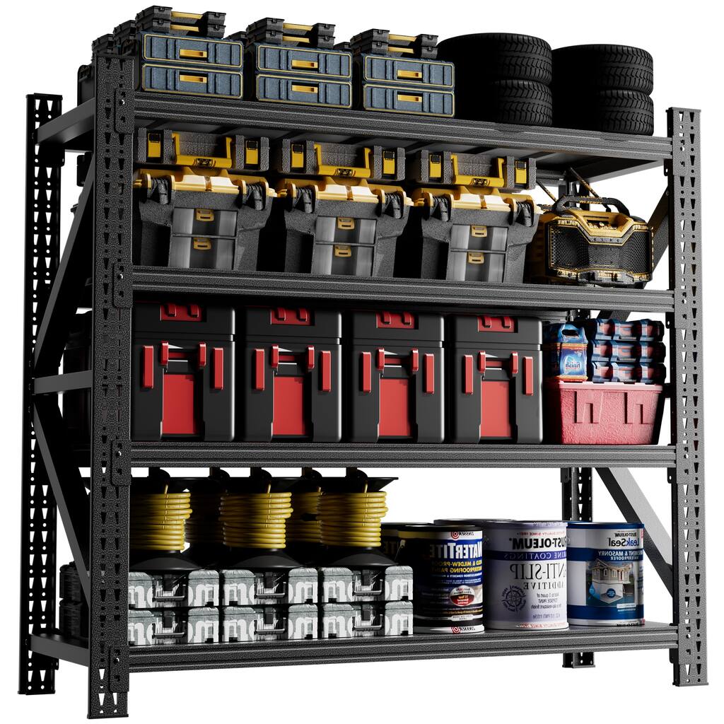 4000 lbs Heavy Duty Garage Shelving, 4-Shelf Adjustable Metal Storage Unit 4000LBS Capacity Industrial Shelving for Warehouse