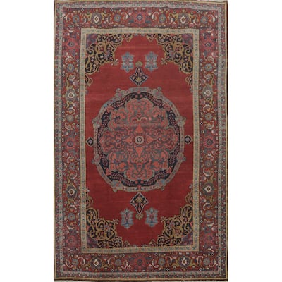 Hand Knotted Oriental 100% Wool Carpet Traditional Medallion Red Bidjar Area Rug - 11' 0'' X 7' 2''