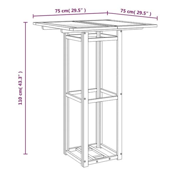 vidaXL Bistro Table 29.5"x29.5"x43.3" Solid Wood Acacia