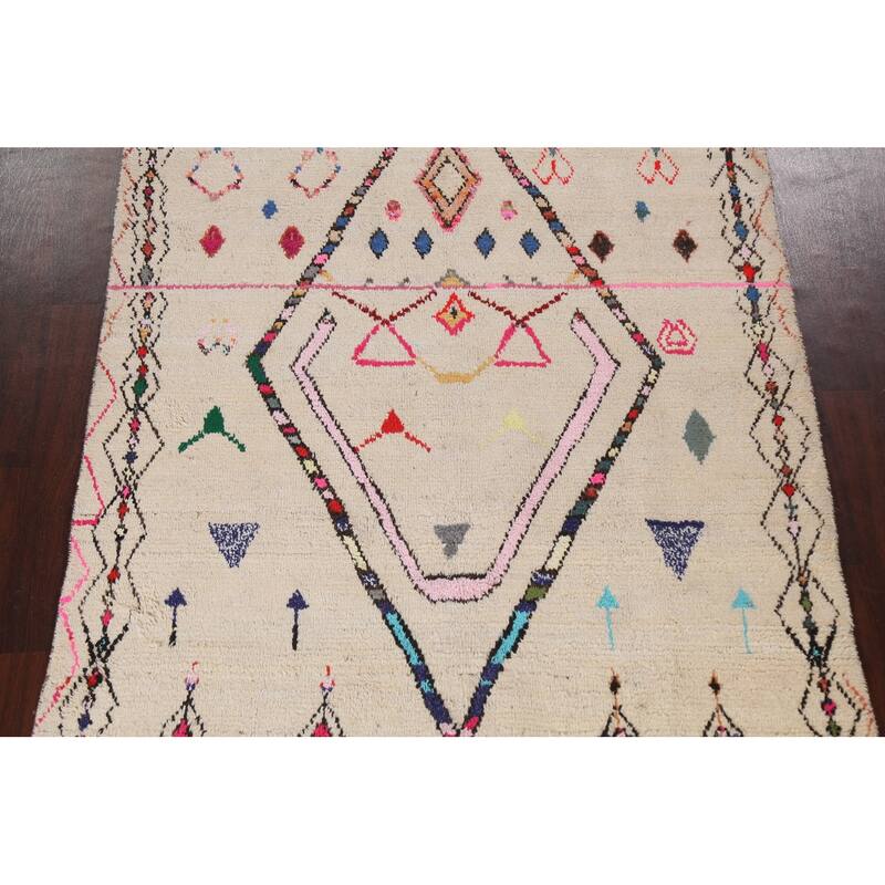 Tribal Oriental Moroccan Geometric Area Rug Hand-knotted Wool Carpet - 6'1" x 9'5"
