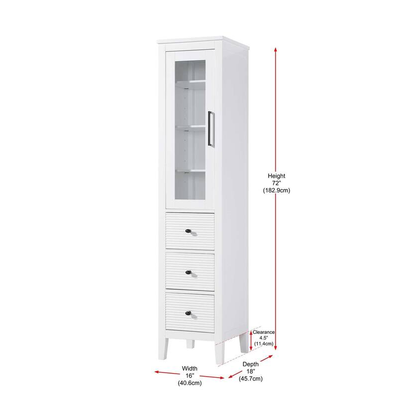 Kensington 16-28 Inch Bath Storage Glass Cabinet