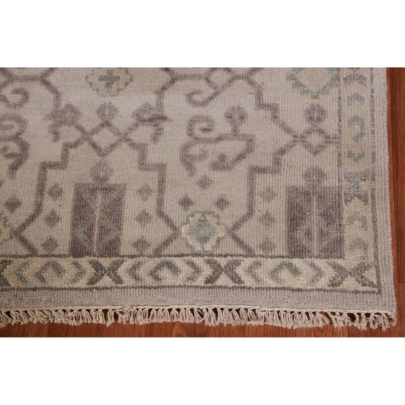 Hand Knotted Oriental 100% Wool Carpet Traditional All-Over Beige & Ivories Heriz (serapi) Area Rug - 8' 10'' X 5' 11''