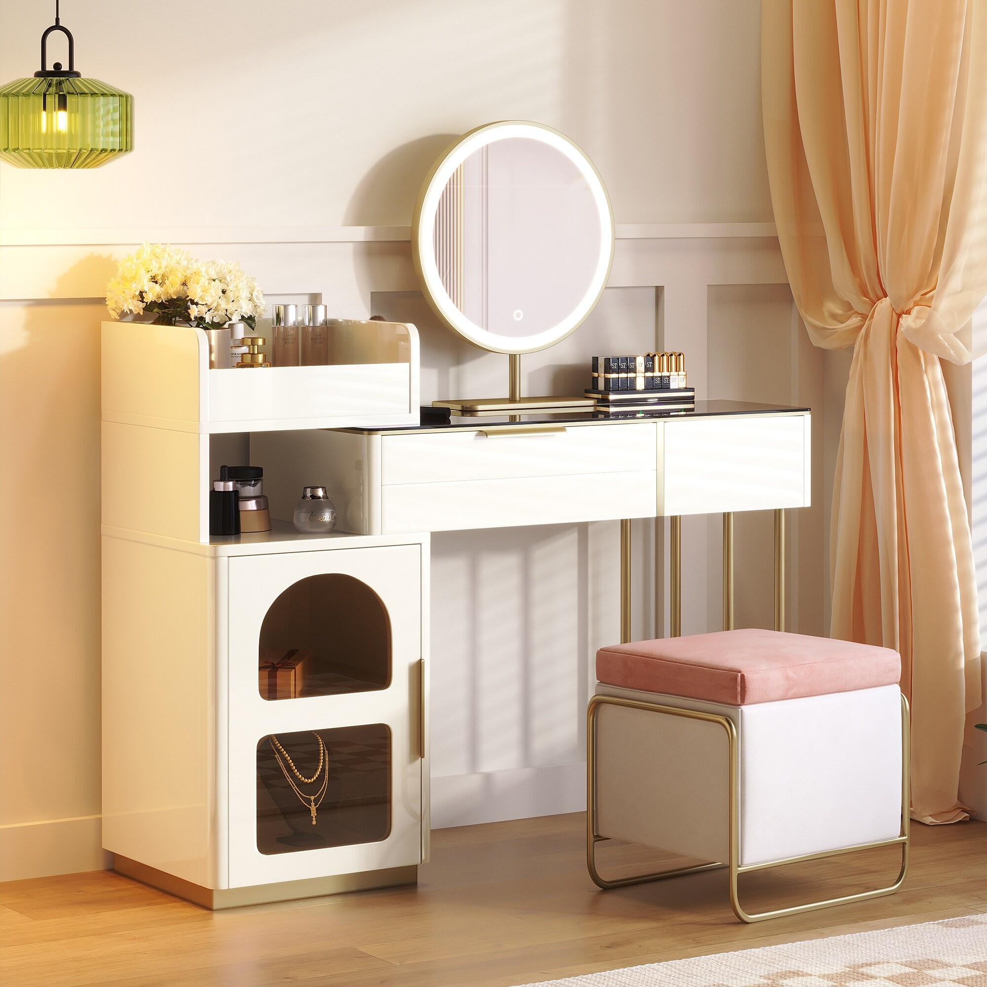 erkki round led metal dresser mirror JASIWAY Round LED Metal Dresser Mirror - Bed Bath & Beyond