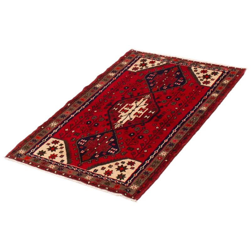 ECARPETGALLERY Hand-knotted Andelz Red Wool Rug - 3'3 x 4'10