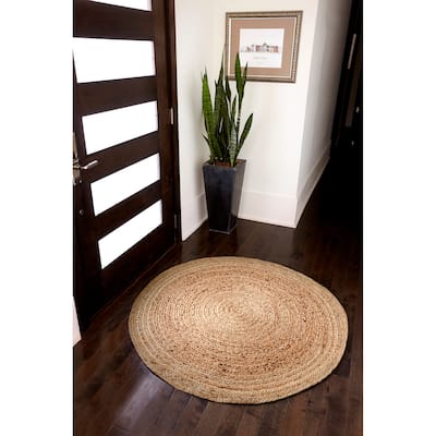 Jani Tara Braided Natural Jute Area Rug - Kerala Round Rug, 4-Feet, Durable, Superior Quality