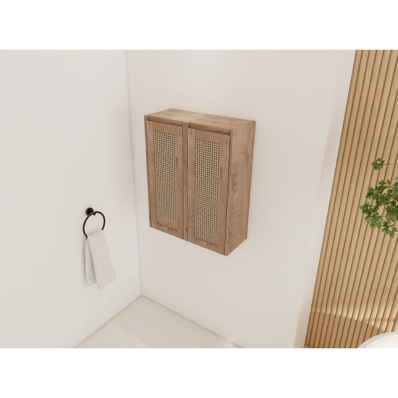 Modern Wall-Mounted Bathroom Side Cabinet, Space-Saving Floating Storage Cabinet with Reversible Door
