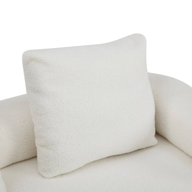 Modern 3-Seater Upholstered Chaise Lounge Sofa, Recliner Sofa Loveseat Couch Accent Sofa with 3 Plush Pillows