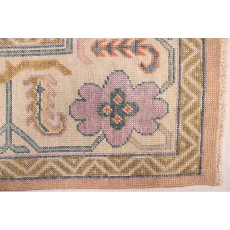 ECARPETGALLERY Hand-knotted Modern Oushak Salmon Wool Rug - 8'11 x 11'9