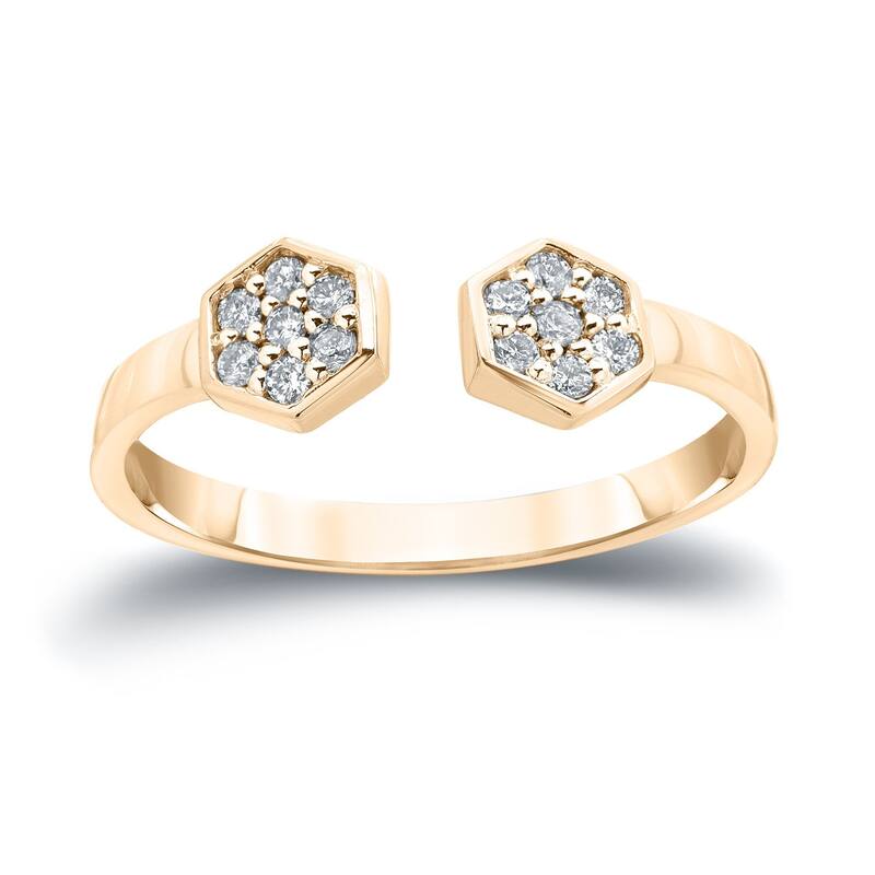 Auriya 14k Gold Stackable Open Hexagon Diamond Ring 1/6ct TW