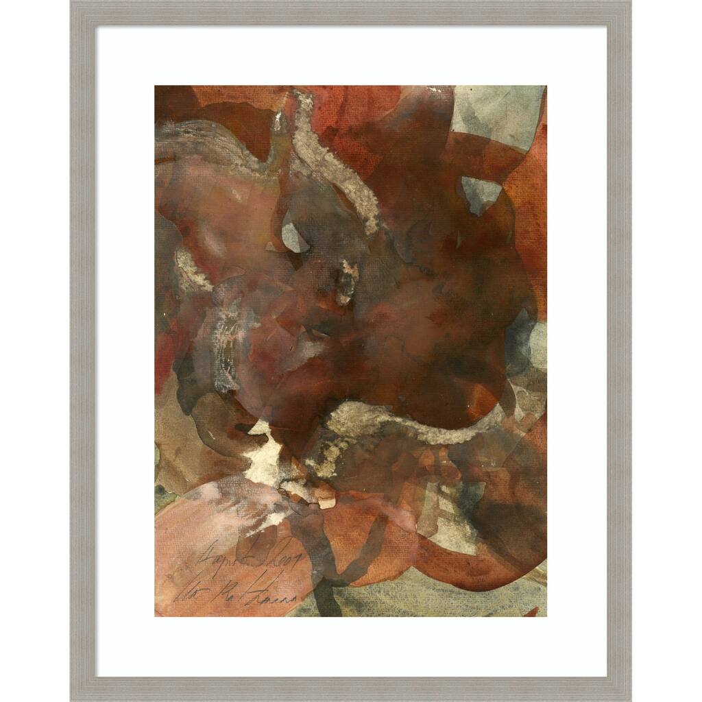 Organic Shapes in Earthy Tones of Brown and Green by Ute Rathmann Wood Framed Wall Art Print