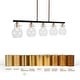 preview thumbnail 9 of 9, Modern Industrial 5-Light Black Gold Linear Chandelier Clear Glass Kitchen Island Lights for Dining Room