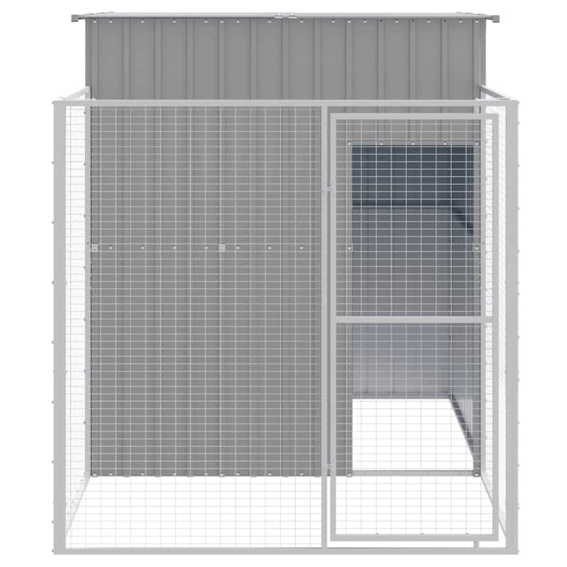 vidaXL Dog House Outdoor Dog Kennel Crate Shelter with Run Galvanized Steel