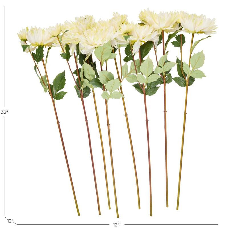 White Faux Foliage Tall Dahlia Artificial Flower Stem (Set of 8)