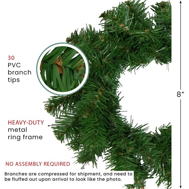 Deluxe Dorchester Pine Artificial Christmas Wreath - 8" - Unlit