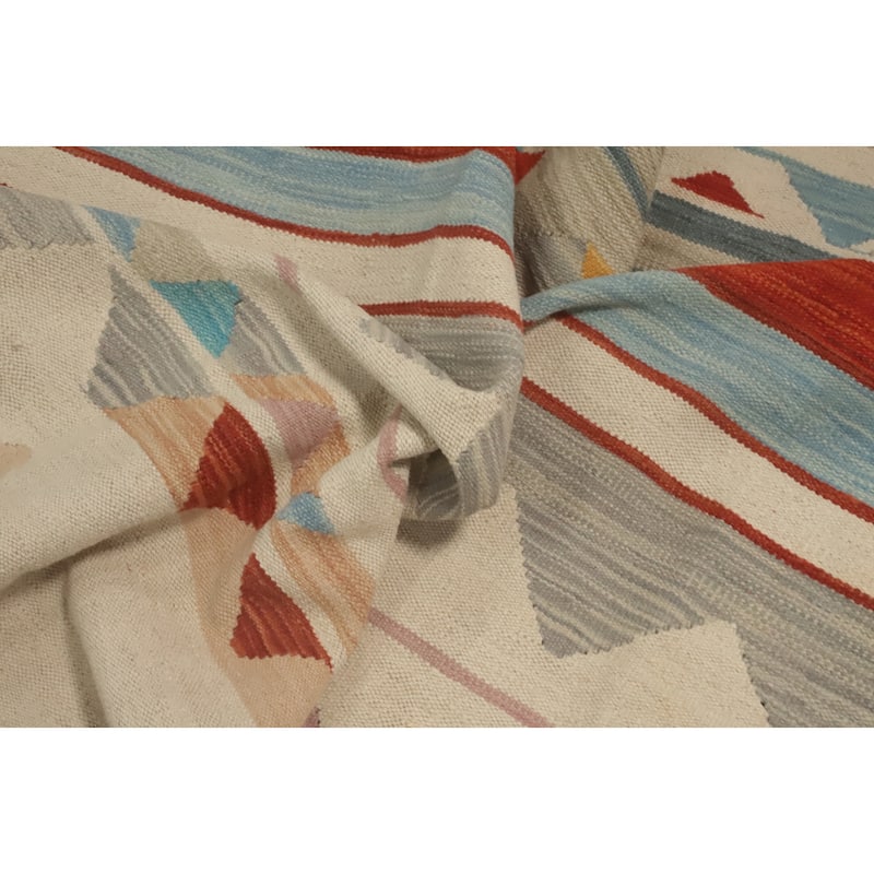 Hand Woven Southwestern Wool Multi-Colored Geometric Area Rug - 7' 11'' X 4' 9''