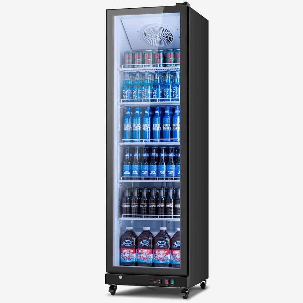 21.7 in. 12.4 cu. ft Merchandiser Refrigerator in Black Commercial Beverage Cooler Adjustable Shelves Dual Glass Door