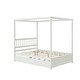 preview thumbnail 17 of 16, Full Size Canopy Bed with Twin Trundle,Kids Solid Wood Platform Bed Frame Headboard,No Box Spring Needed