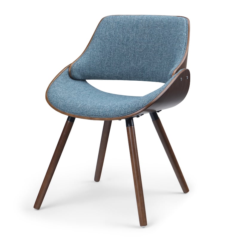 WYNDENHALL Malone Mid Century Modern Bentwood Dining Chair -  22.8" D x 20.9" W x 30.9" H - Denim Blue With Wood Back