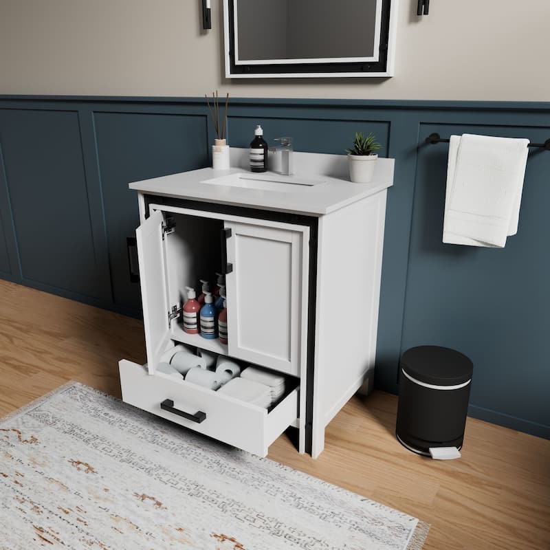 30-Inch Bathroom Vanity Cabinet with Storage Drawer & Mirror - Modern Freestanding Design