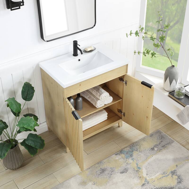 Palos Single Bath Vanity with Ceramic Basin Top without Mirror