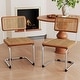 preview thumbnail 7 of 10, Dining Chairs Set of 2, Upholstered Natural Rattan Kitchen Chairs, Armless Accent Chair Side Chairs