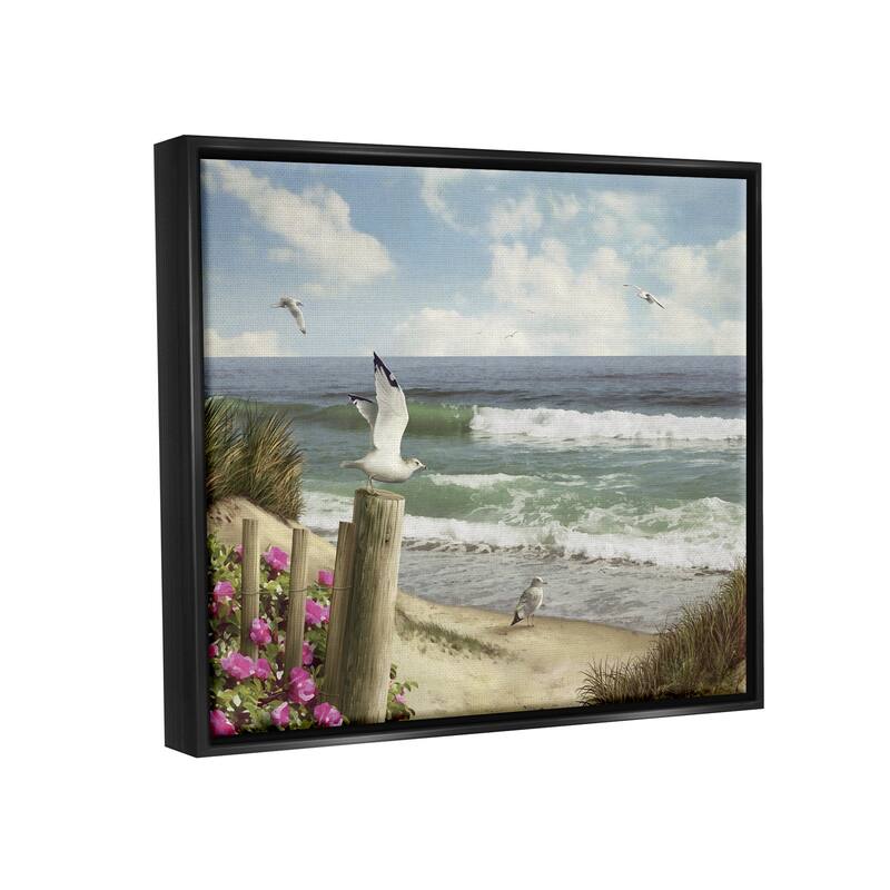 Stupell Endless Seas Beach Seagulls Framed Floater Canvas Wall Art by Alan Giana