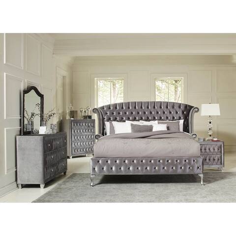 Audrey Grey 4-piece California King Upholstered Bedroom Set