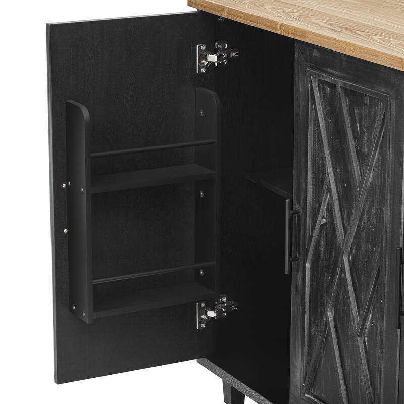 Kitchen Island with Drop Leaf and Towel Rack