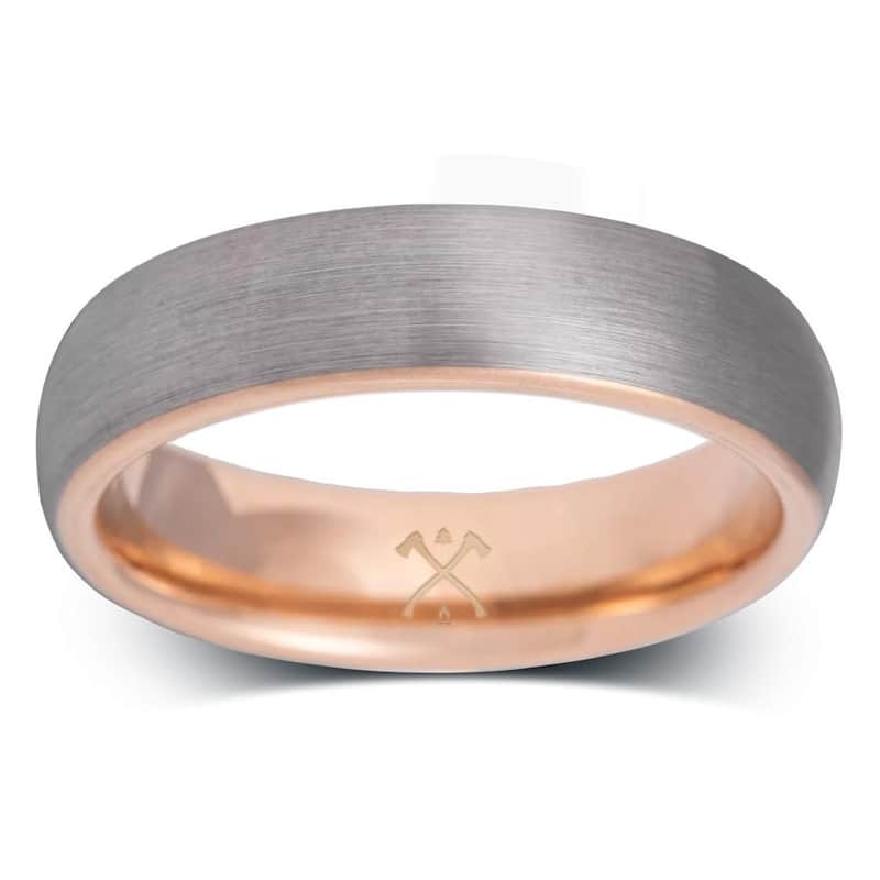 Manly Bands THE WHIZ Tungsten Rose Gold Plated 6mm Satin Band