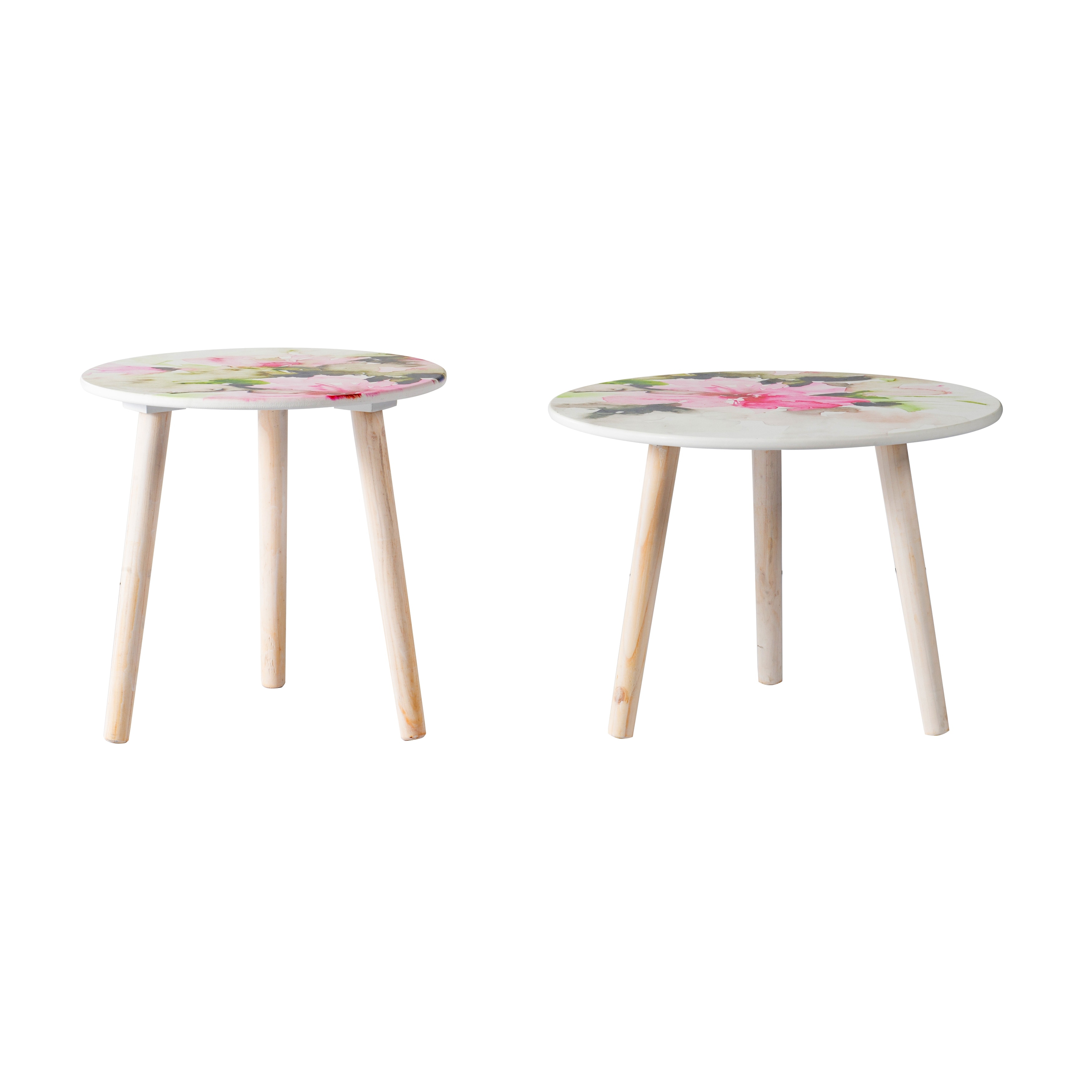 Watercolor-Style Floral Pattern End Table Coffee Table
