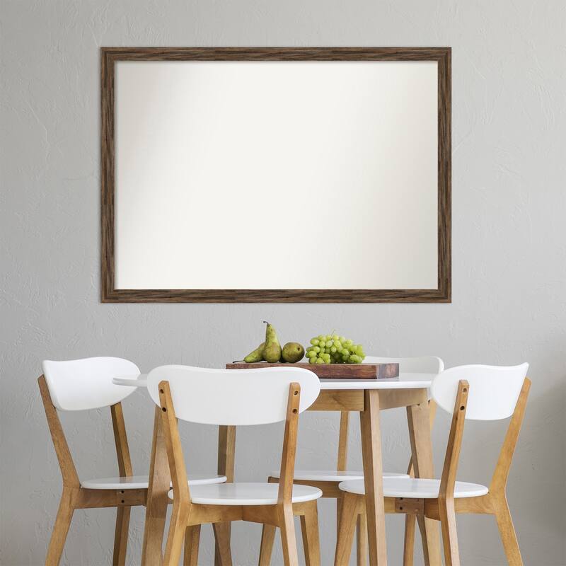 Non-Beveled Wood Wall Mirror - Regis Barnwood Mocha Narrow Frame