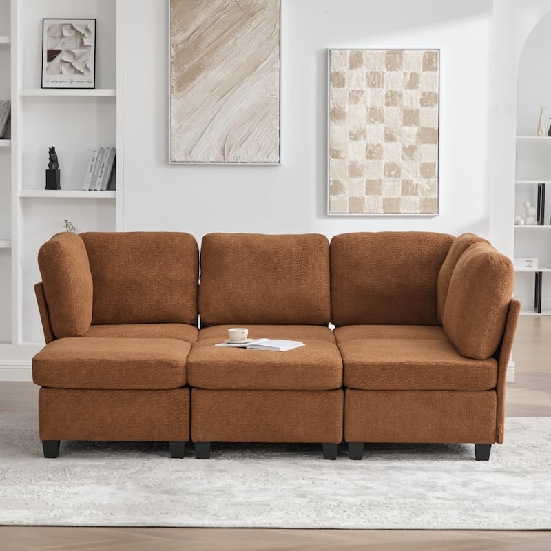 Freely Combinable Convertible Modular Sectional Sofa with Storage Ottomans