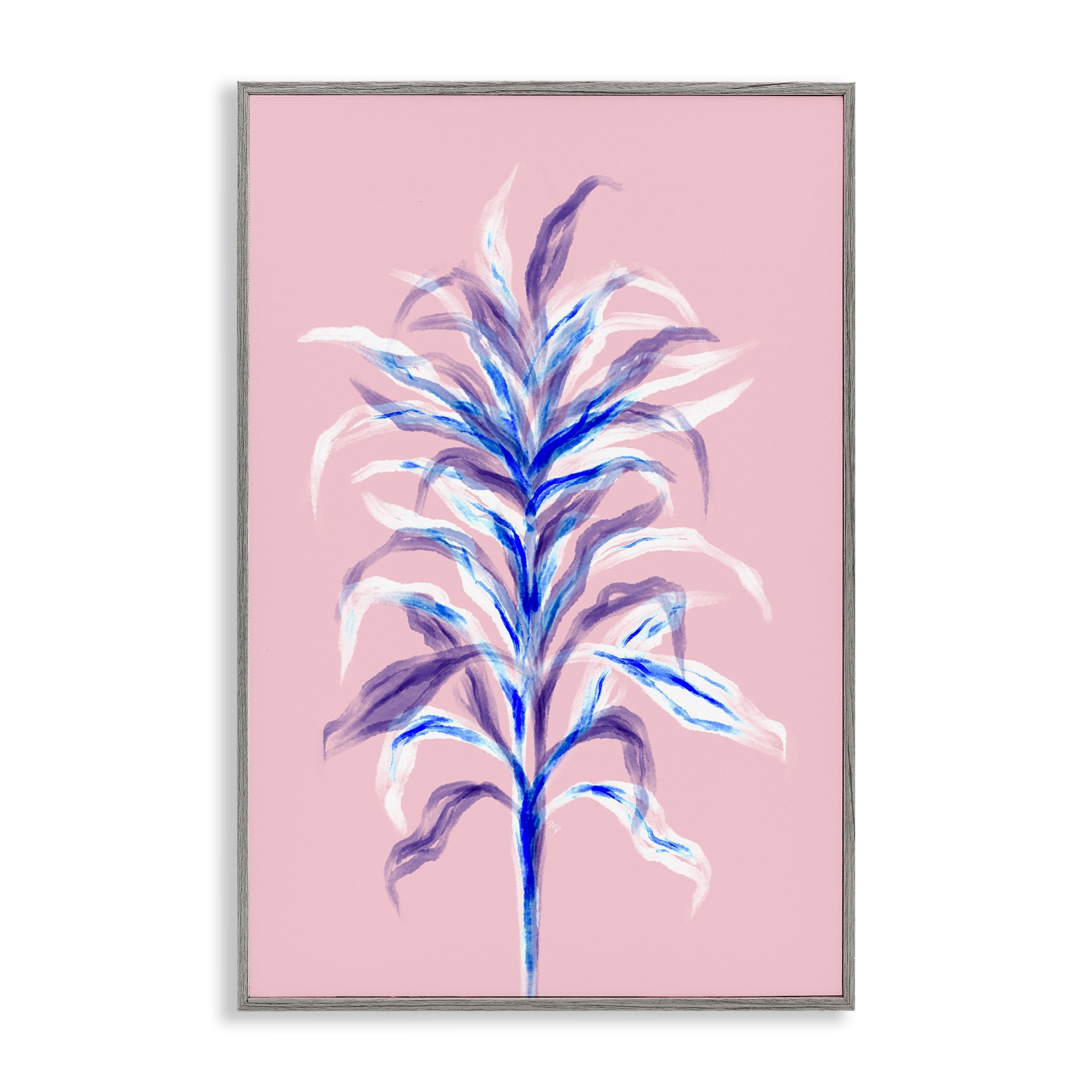 Stupell Pink Bamboo with Leaves Framed Giclee Art Design By Martina Pavlova