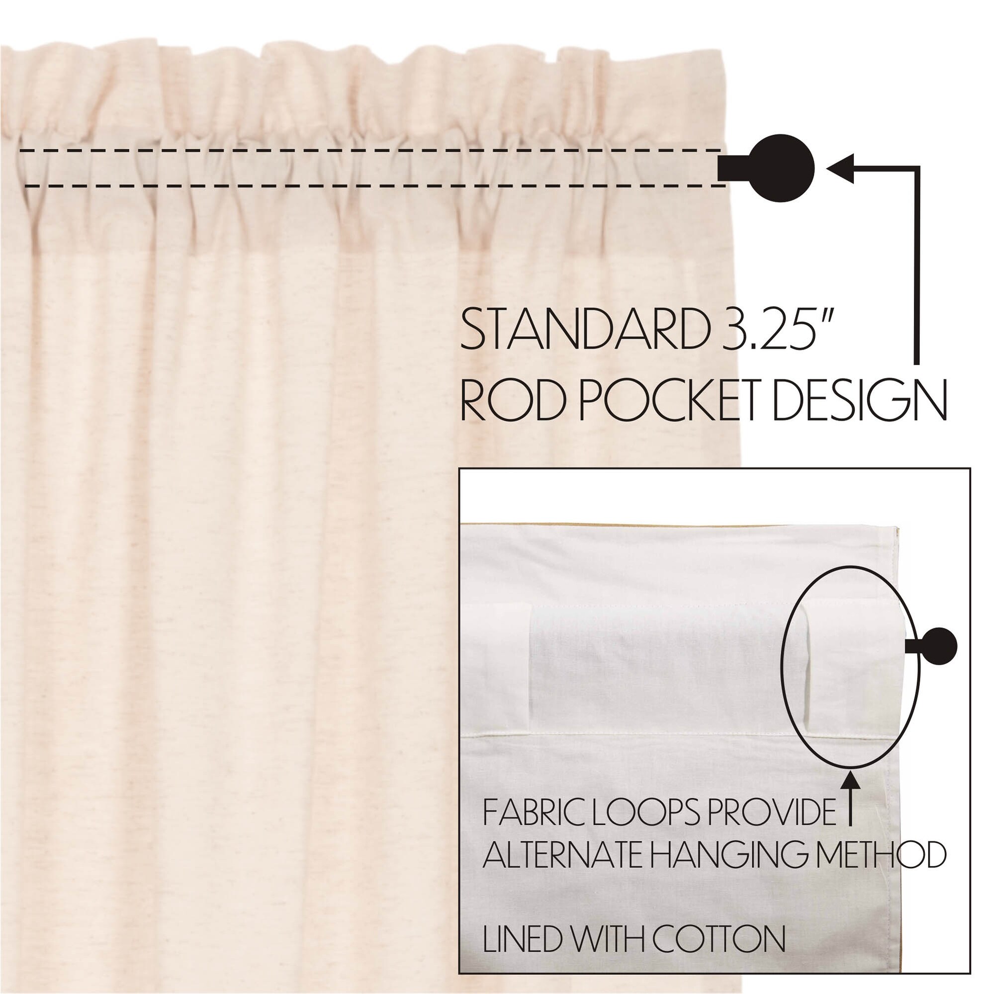 Simple Life Flax Short Panel Set 63x36 in Natural Linen-image