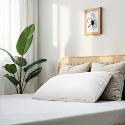 Luxe Down and Feather Pillow Queen 20x36 Inches - Premium 100% Cotton Cover - White