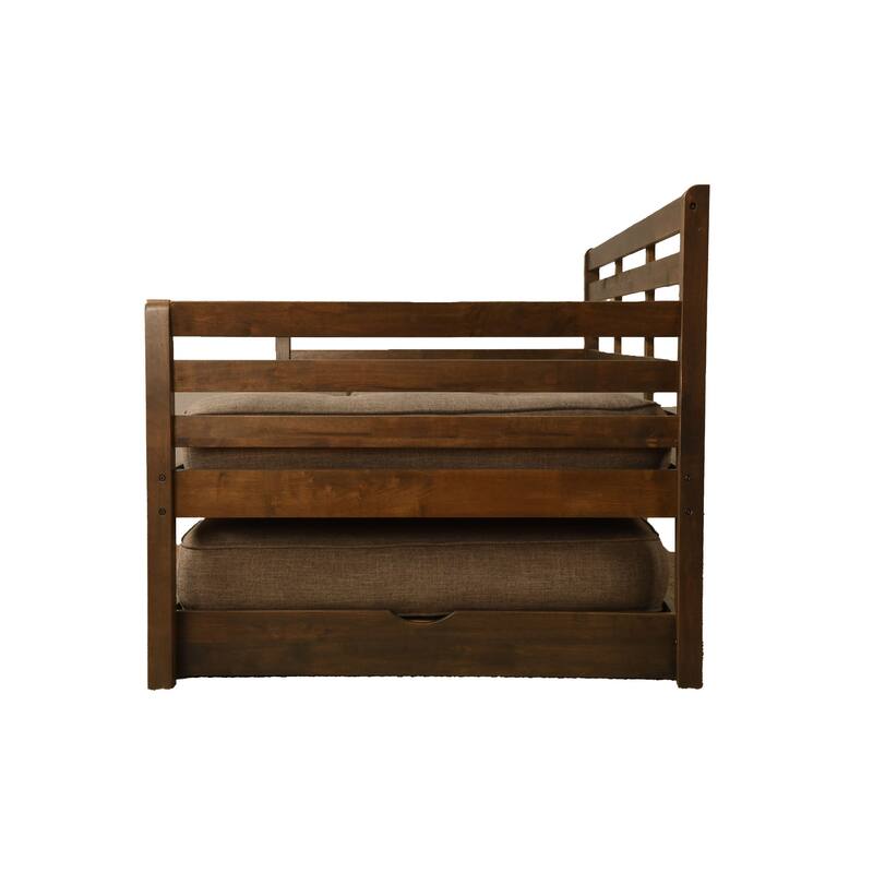 Somette Boho Daybed and Pop Up Bed in Rustic Walnut with Mattresses