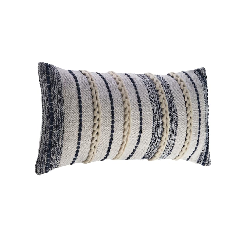 Sevita Seashore Braided Nautical Stripe Cotton Blend Throw Pillow