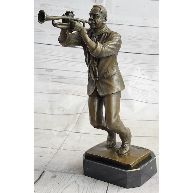 African American Jazz Trumpet Player Trumpeter Bronze Sculpture Statue Musician Decor